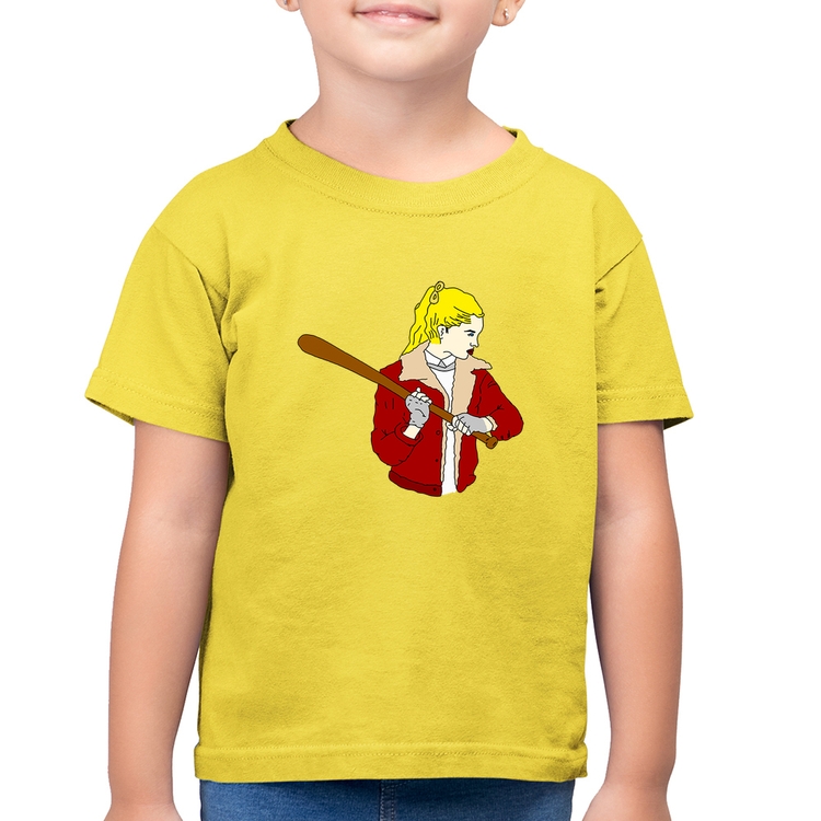 Camiseta Algodão Infantil Baseball Girl - Amarelo Canário