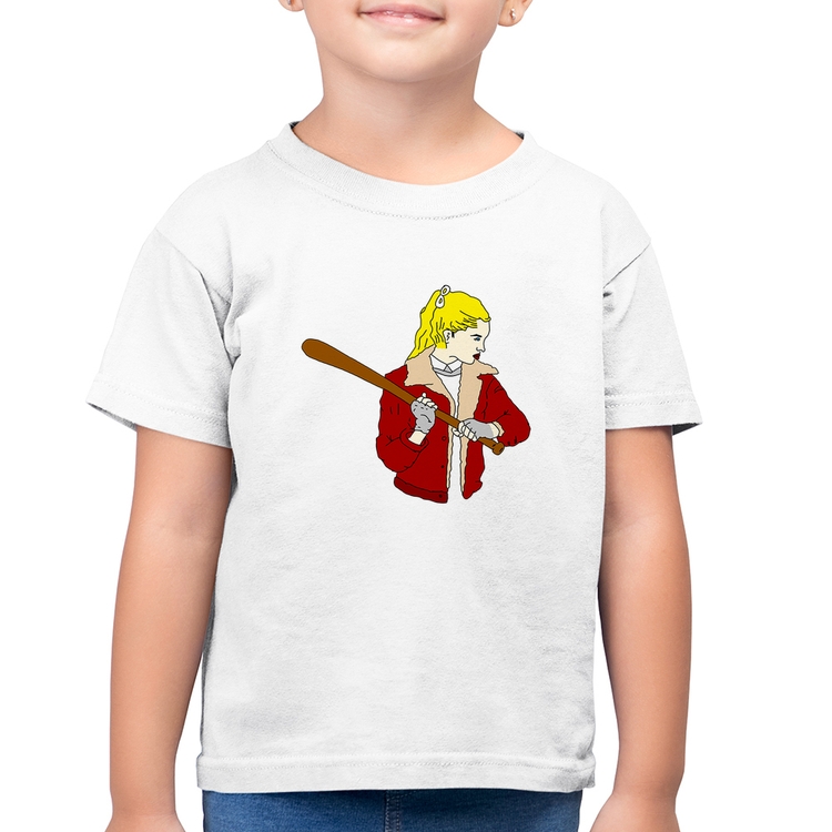 Camiseta Algodão Infantil Baseball Girl - Branca