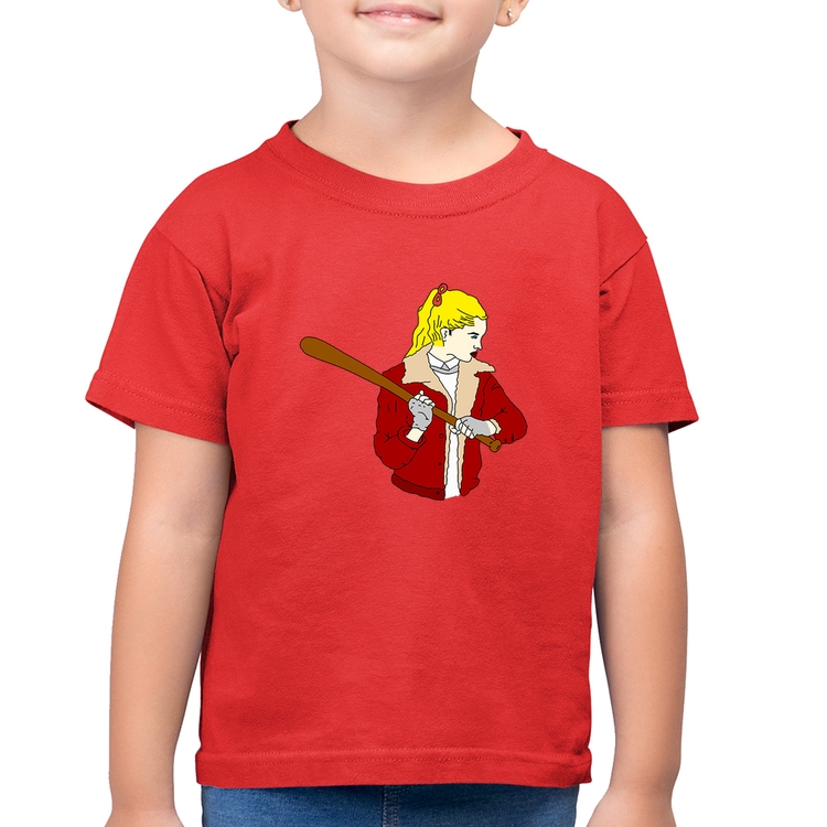Camiseta Algodão Infantil Baseball Girl - Vermelha