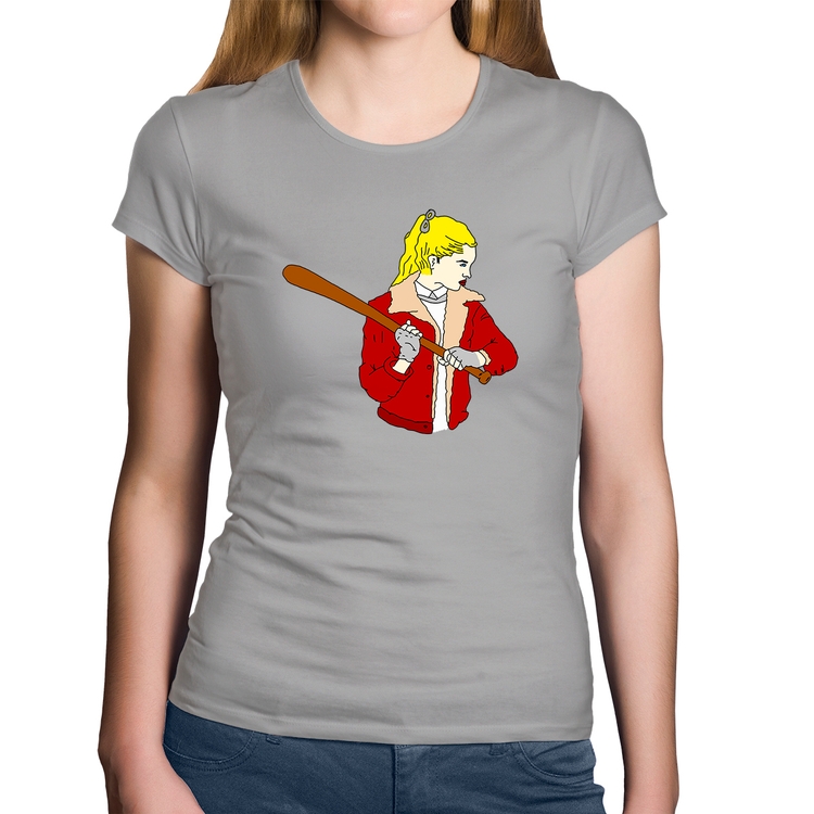 Baby Look Algodão Baseball Girl - Cinza