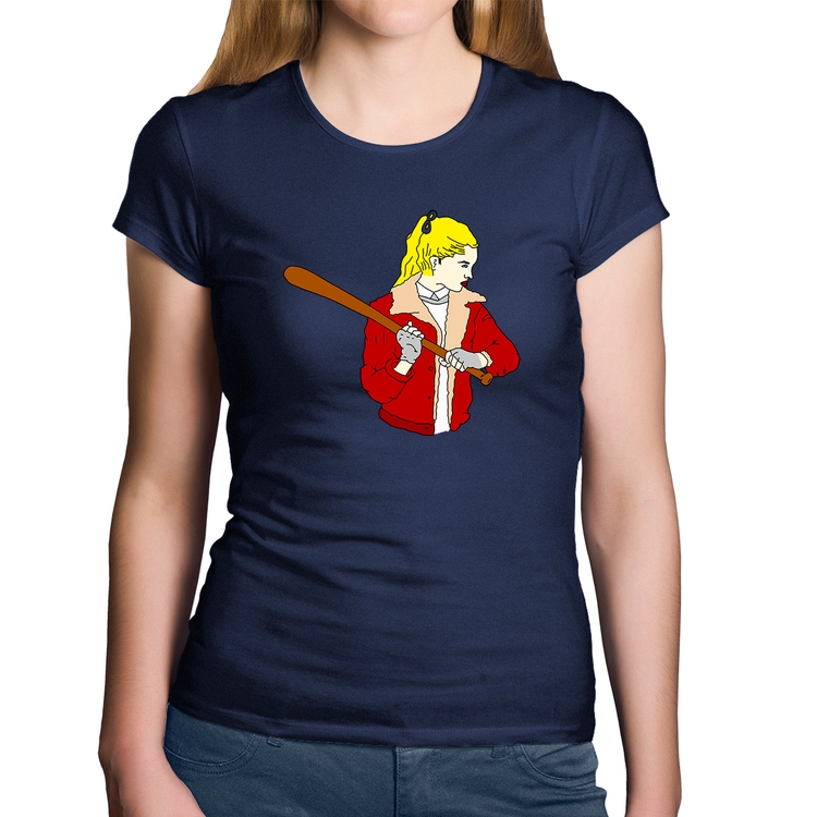 Baby Look Algodão Baseball Girl - Marinho