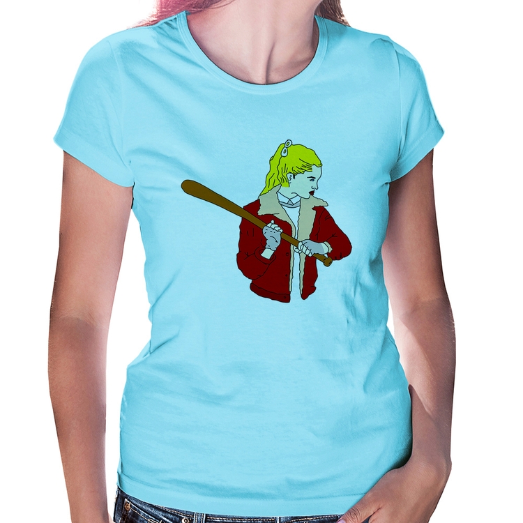 Baby Look Baseball Girl - Azul Bebê