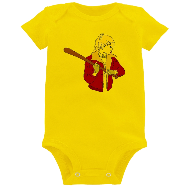 Body Bebê Baseball Girl - Amarelo