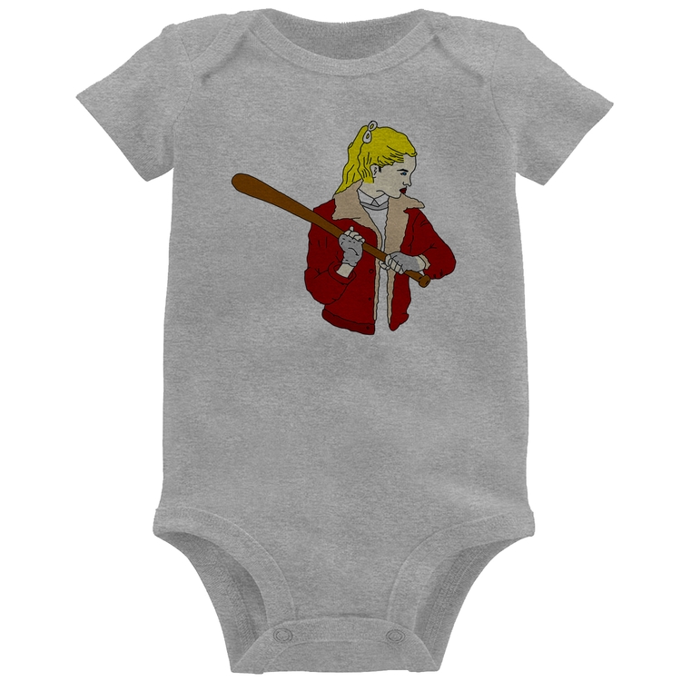 Body Bebê Baseball Girl - Cinza