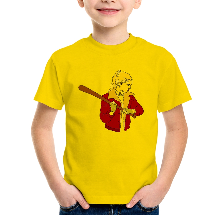 Camiseta Infantil Baseball Girl - Amarela
