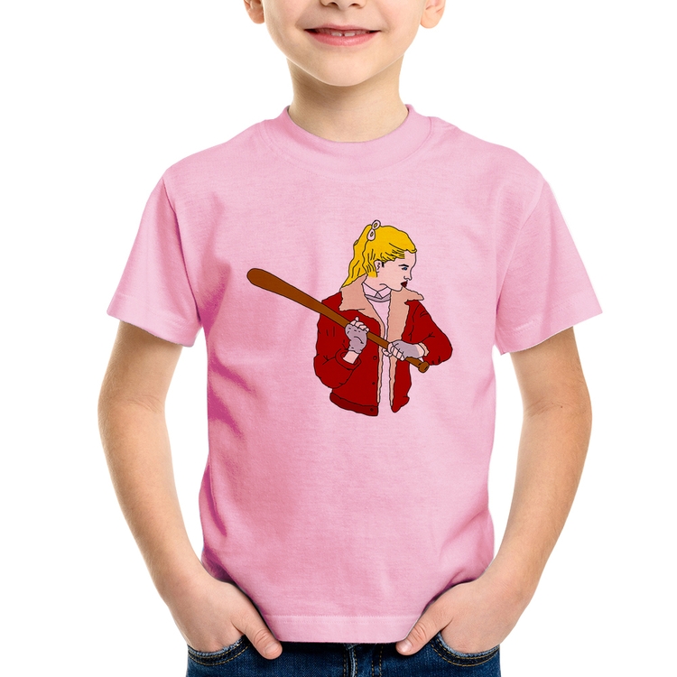 Camiseta Infantil Baseball Girl - Rosa Bebê