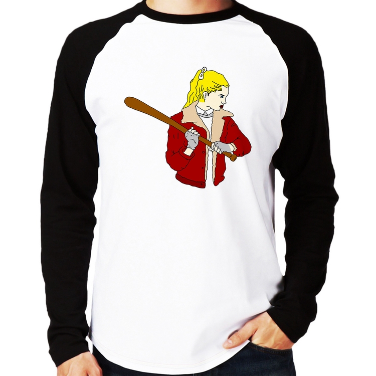 Camiseta Raglan Baseball Girl Manga Longa