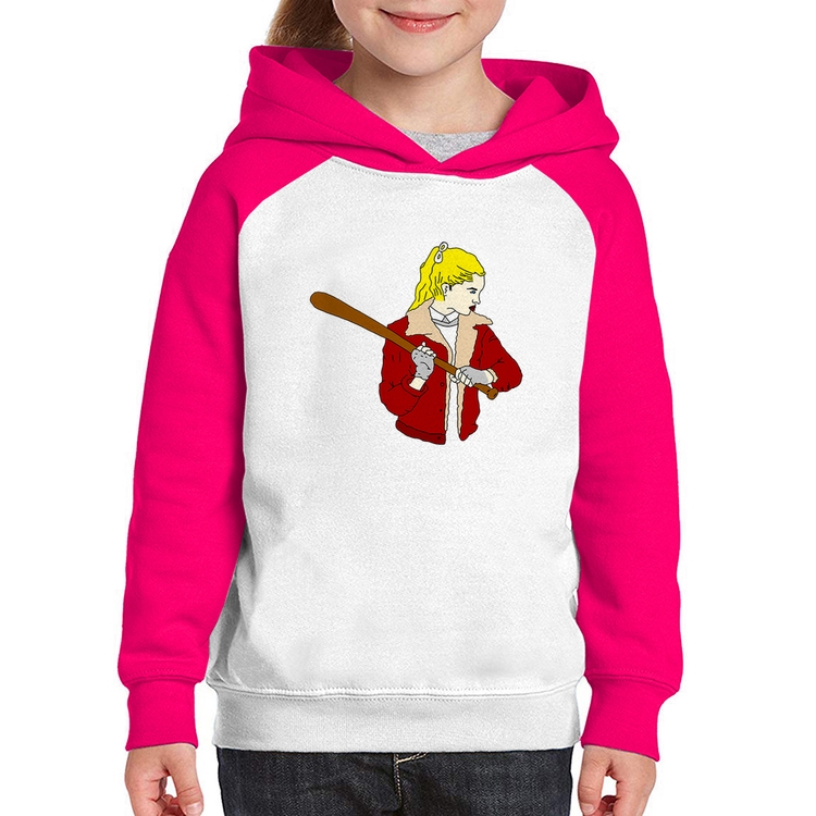 Moletom Infantil Baseball Girl - Branco/Rosa
