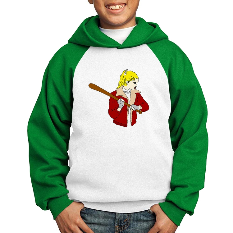 Moletom Infantil Baseball Girl - Branco/Verde