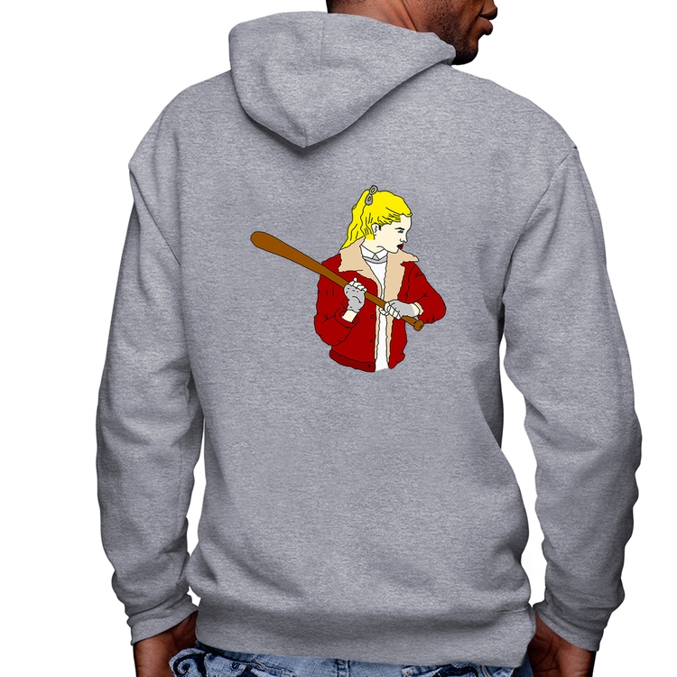 Blusa Moletom Baseball Girl Masculina com Capuz e Zíper - Mescla