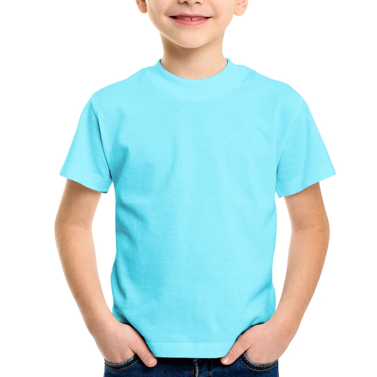 Camiseta Infantil Poliéster Básica Lisa - Azul Claro