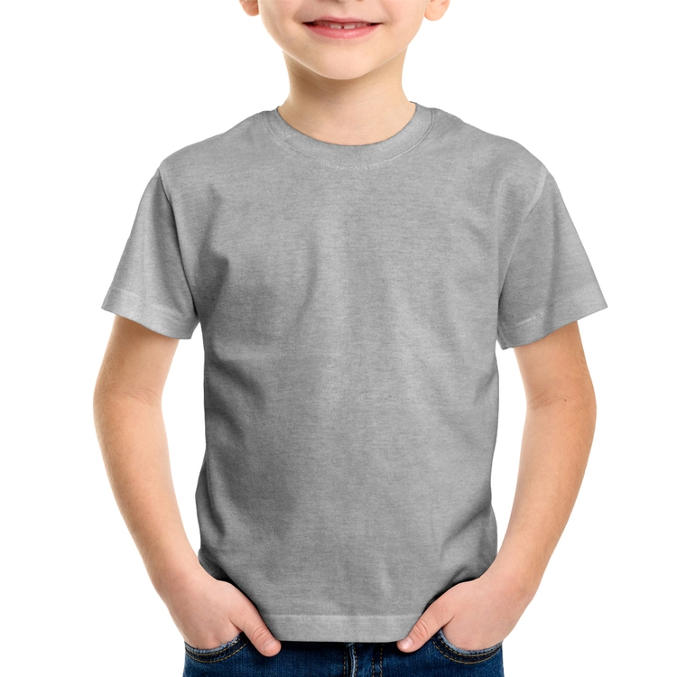 Camiseta Infantil Poliéster Básica Lisa - Cinza