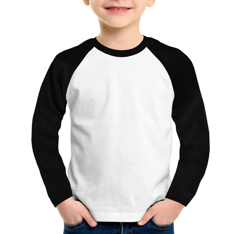 Camiseta Raglan Infantil Poliéster Básica Lisa Manga Longa
