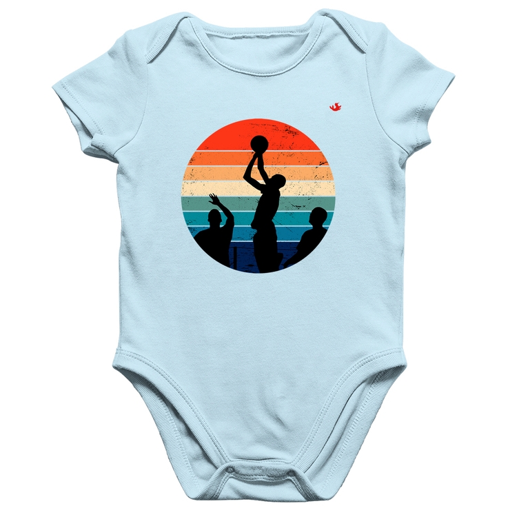 Body Bebê Algodão Basquete Vintage Sunset - Azul Bebê