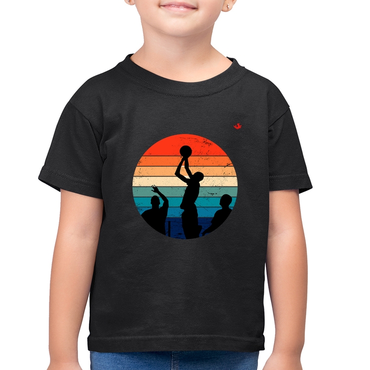 Camiseta Algodão Infantil Basquete Vintage Sunset