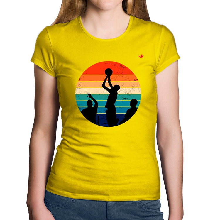 Baby Look Algodão Basquete Vintage Sunset - Amarela