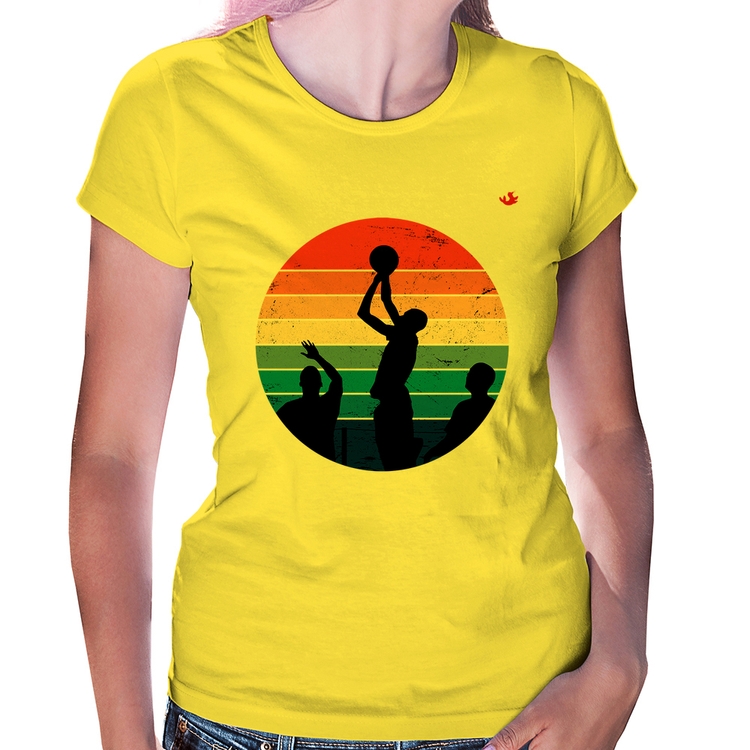 Baby Look Basquete Vintage Sunset - Amarela