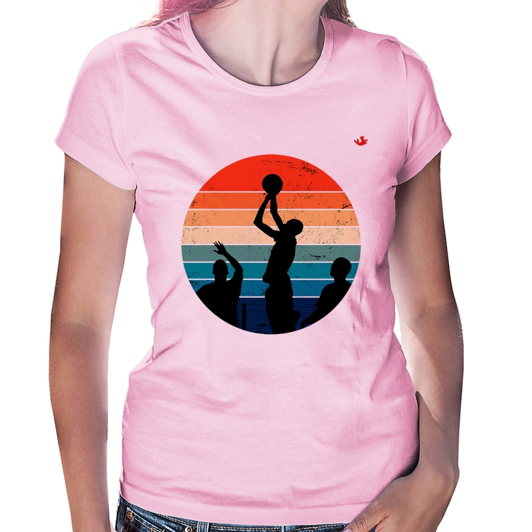 Baby Look Basquete Vintage Sunset - Rosa Bebê