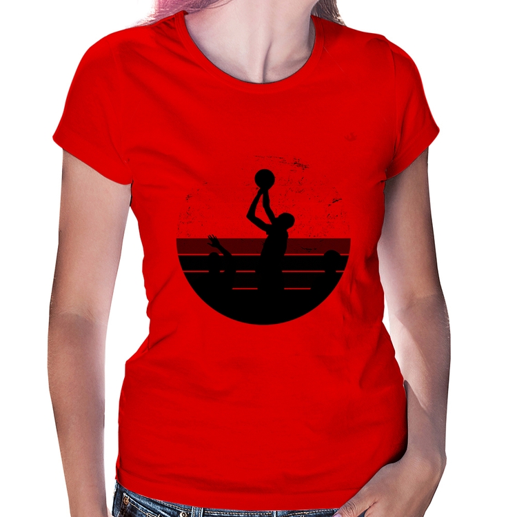 Baby Look Basquete Vintage Sunset - Vermelha