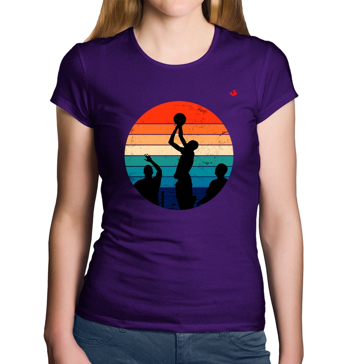 Baby Look Algodão Basquete Vintage Sunset - Roxa