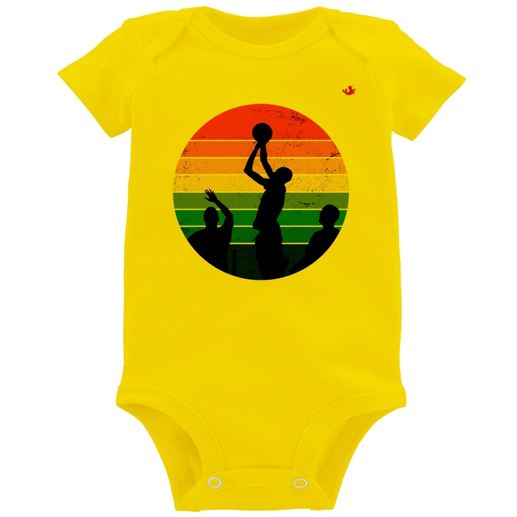 Body Bebê Basquete Vintage Sunset - Amarelo