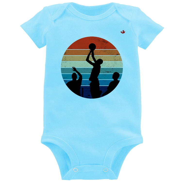 Body Bebê Basquete Vintage Sunset - Azul Bebê