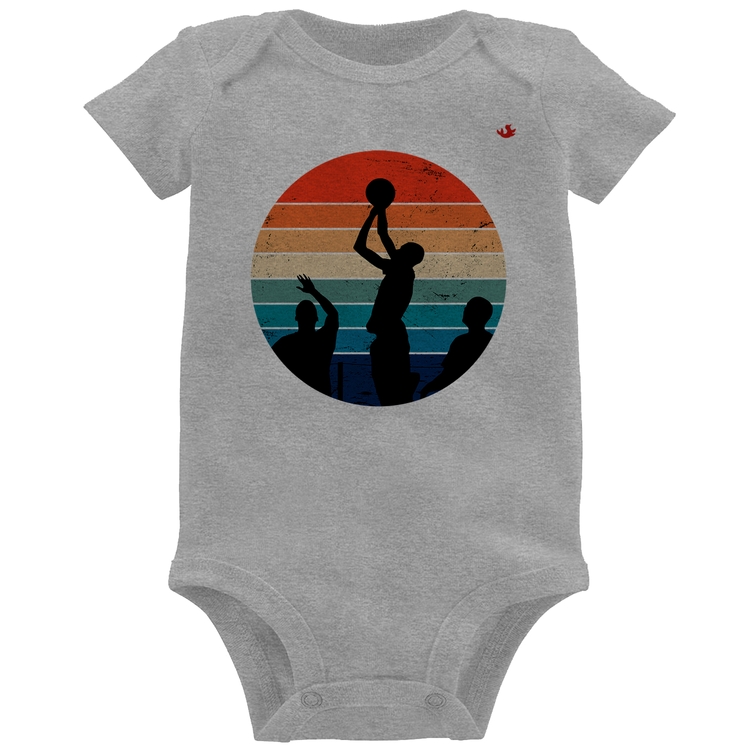 Body Bebê Basquete Vintage Sunset - Cinza