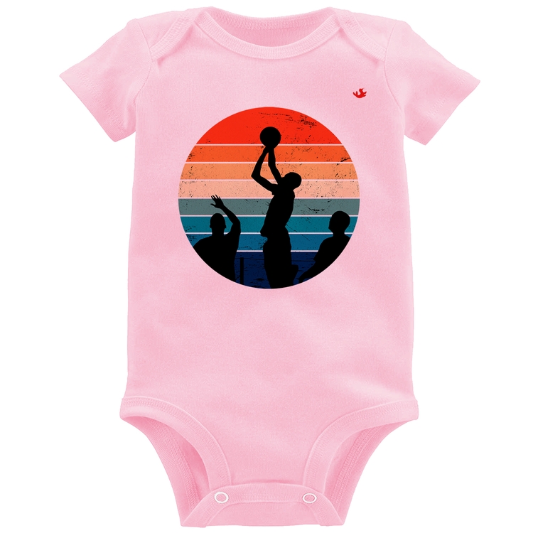 Body Bebê Basquete Vintage Sunset - Rosa Bebê
