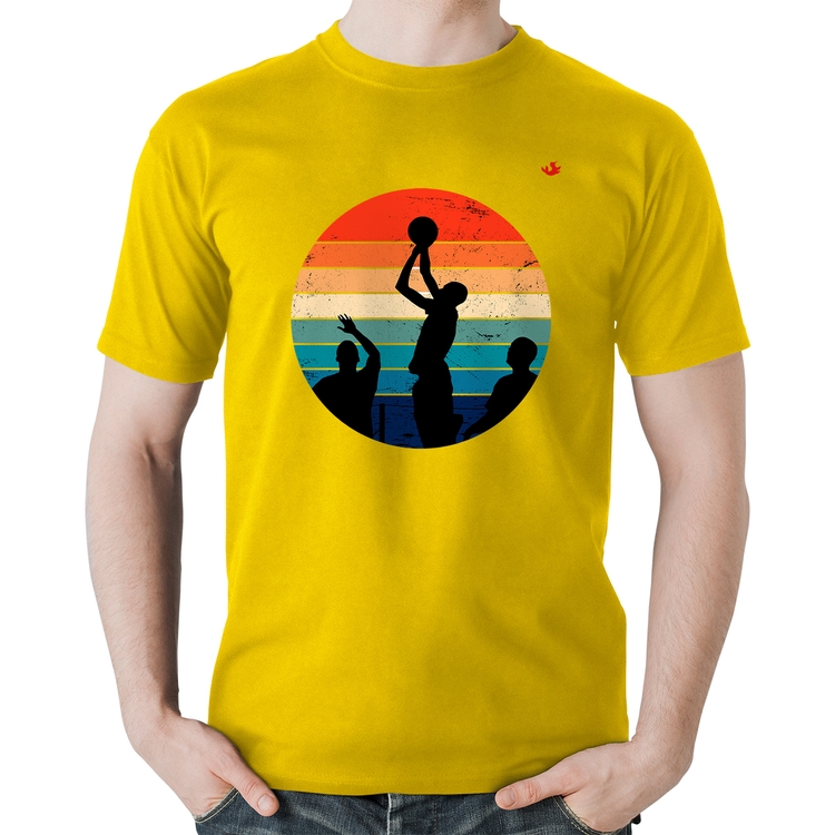 Camiseta Algodão Basquete Vintage Sunset - Amarela