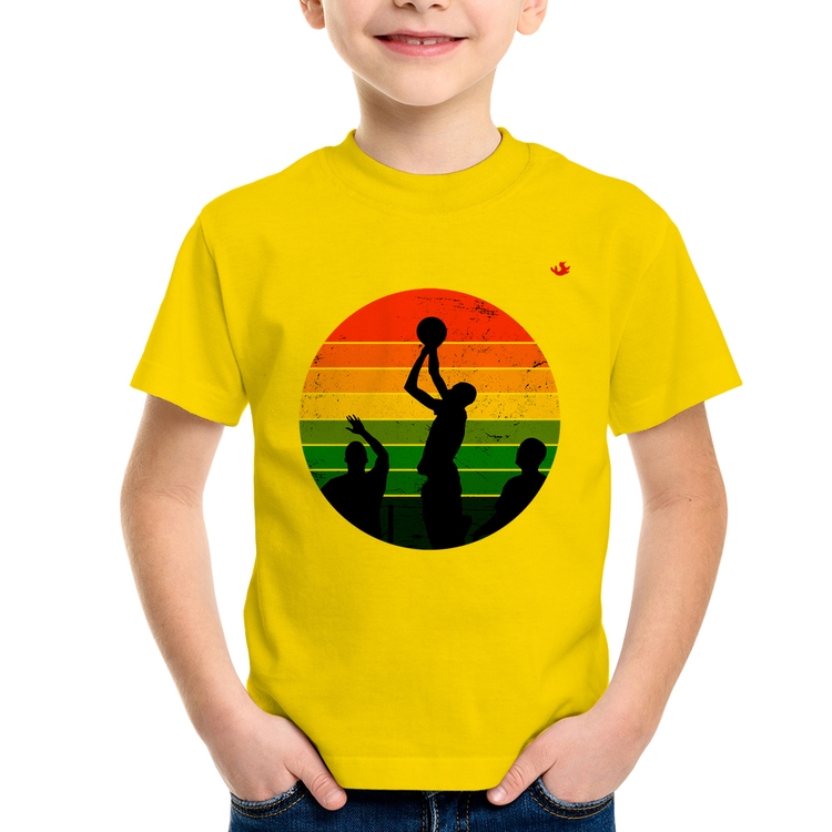 Camiseta Infantil Basquete Vintage Sunset - Amarela