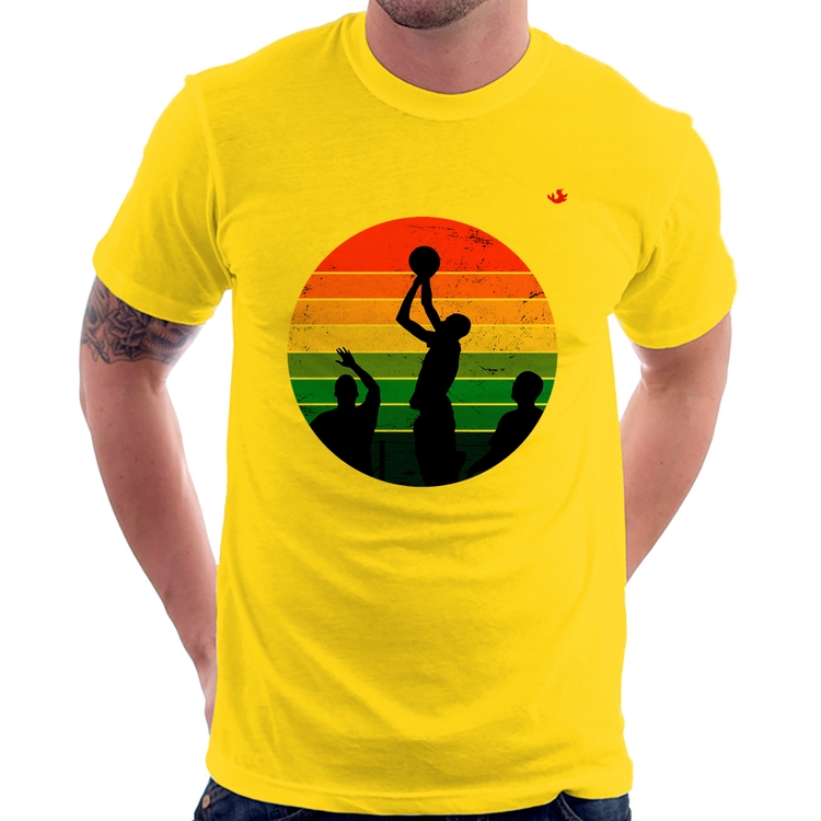 Camiseta Basquete Vintage Sunset - Amarela