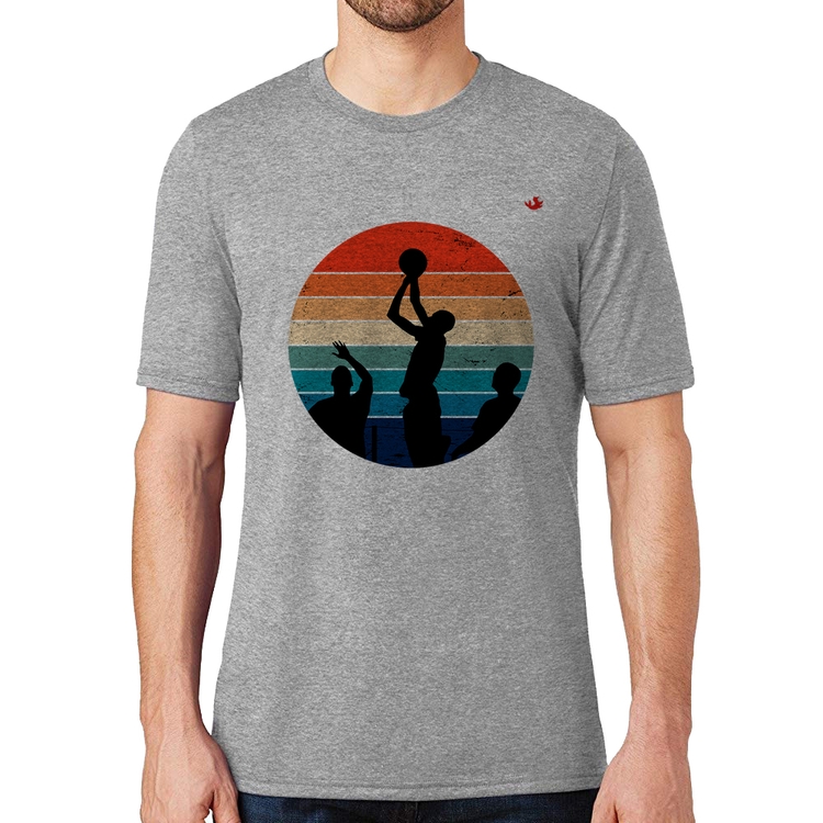 Camiseta Basquete Vintage Sunset - Cinza