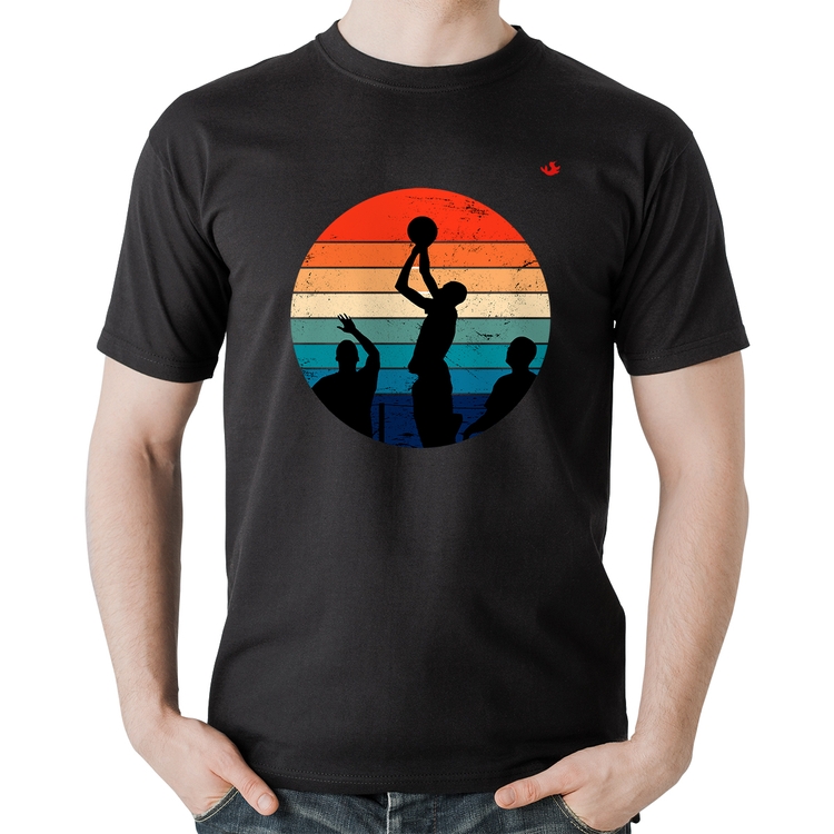 Camiseta Algodão Basquete Vintage Sunset
