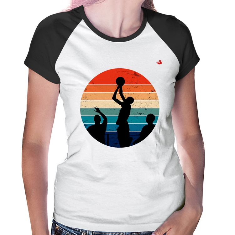 Baby Look Raglan Basquete Vintage Sunset