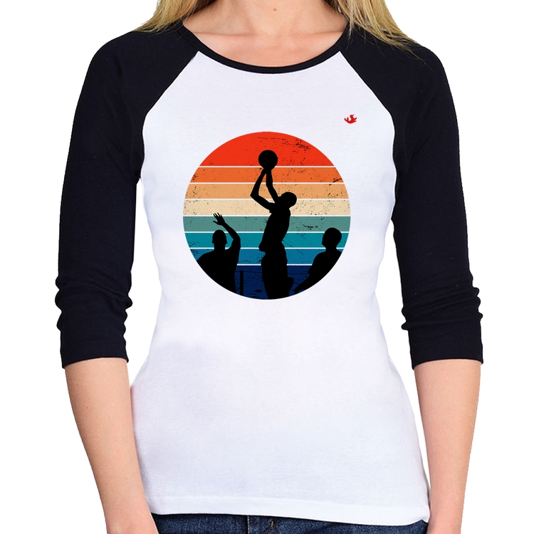 Baby Look Raglan Basquete Vintage Sunset Manga 3/4