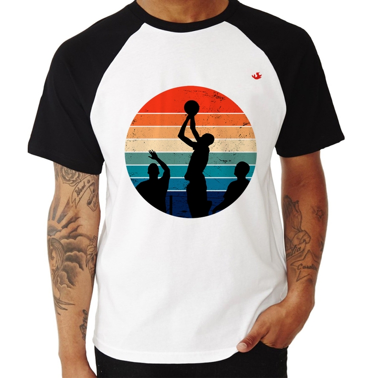 Camiseta Raglan Basquete Vintage Sunset
