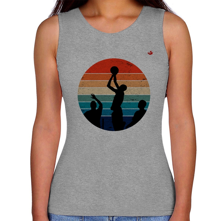 Regata Feminina Basquete Vintage Sunset - Cinza