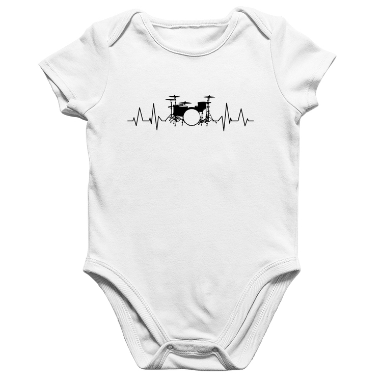 Body Bebê Algodão Bateria Batimentos Cardíacos - Branco