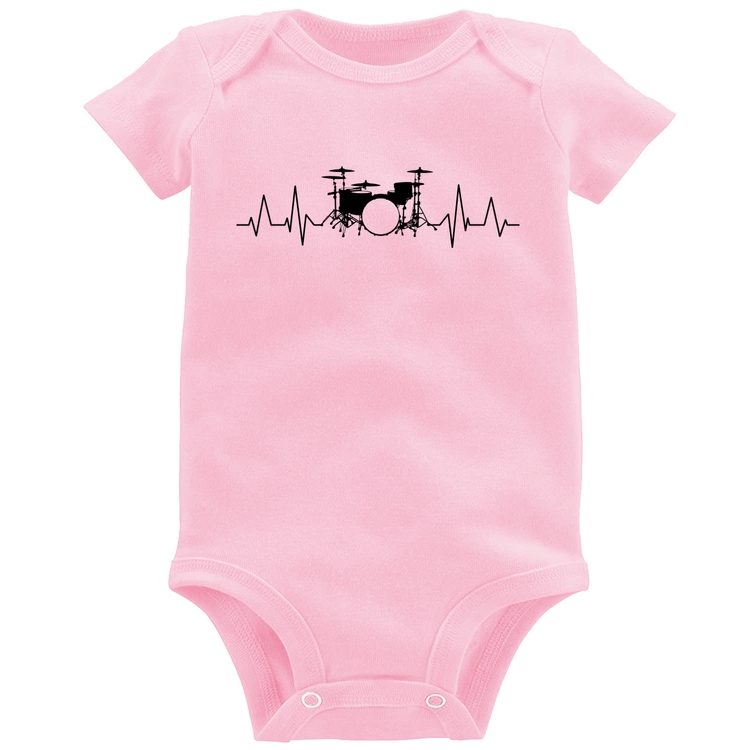 Body Bebê Bateria Batimentos Cardíacos - Rosa Bebê