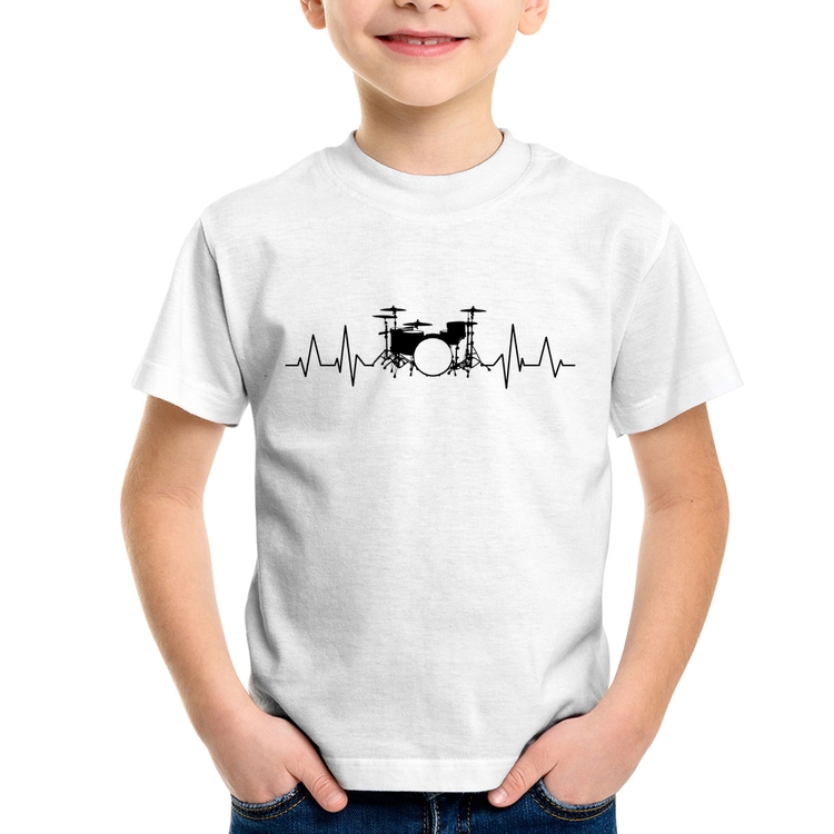 Camiseta Infantil Bateria Batimentos Cardíacos