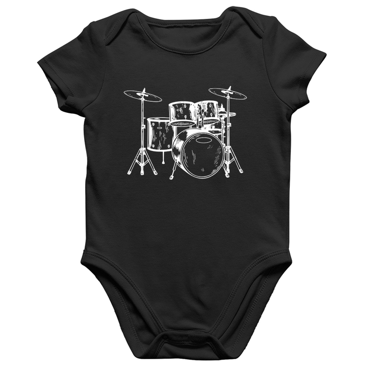 Body Bebê Algodão Bateria Música