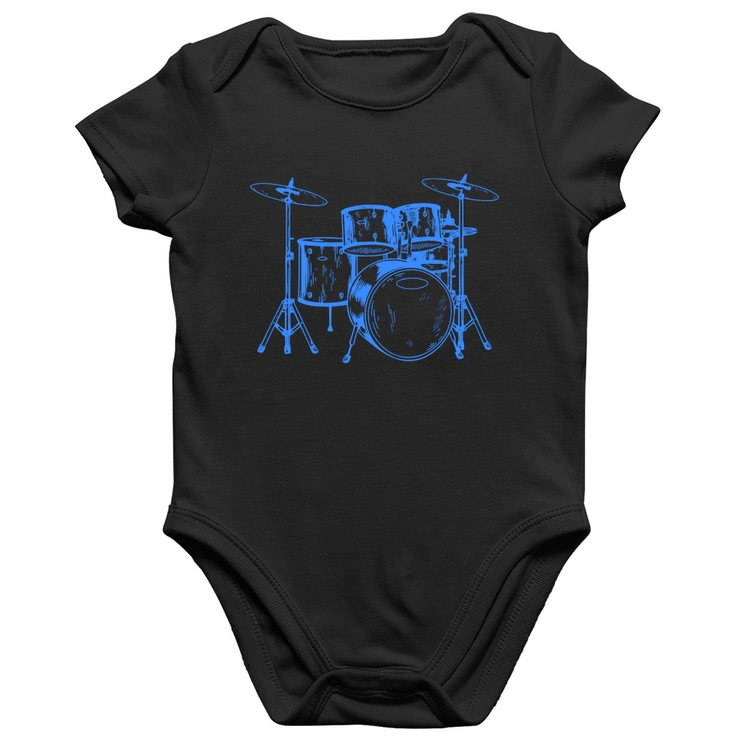 Body Bebê Algodão Bateria Música (azul)