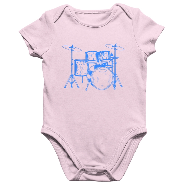 Body Bebê Algodão Bateria Música (azul) - Rosa Bebê