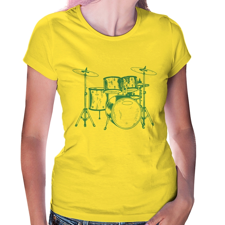 Baby Look Bateria Música (azul) - Amarela