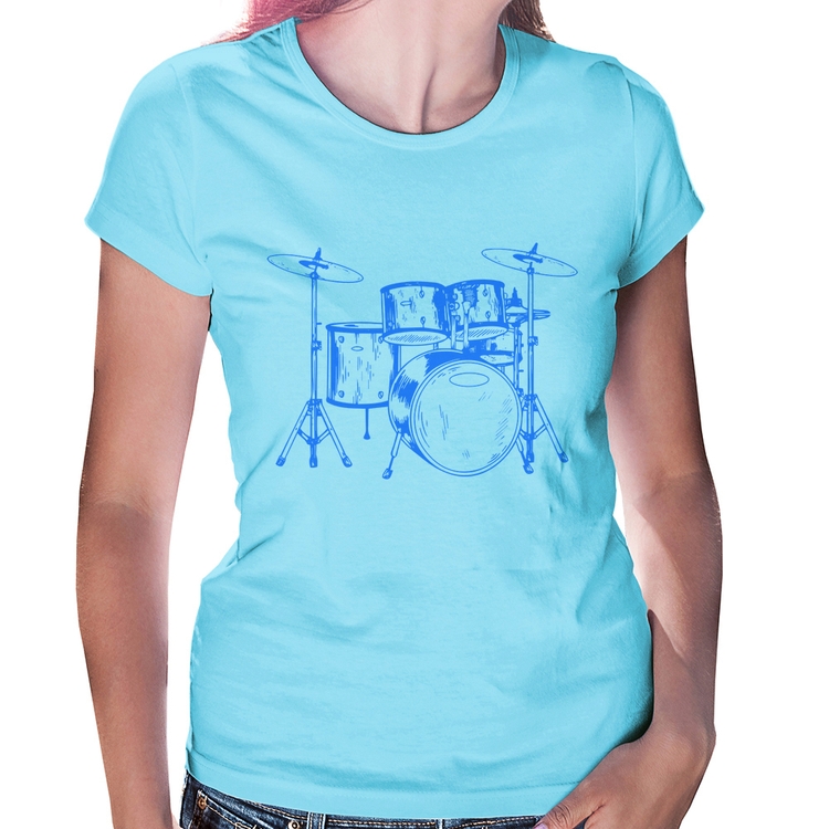 Baby Look Bateria Música (azul) - Azul Bebê