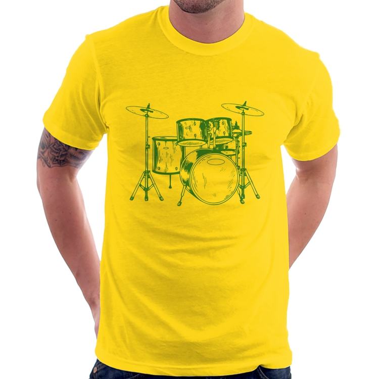 Camiseta Bateria Música (azul) - Amarela