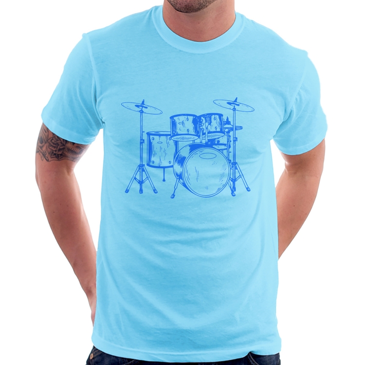 Camiseta Bateria Música (azul) - Azul Bebê