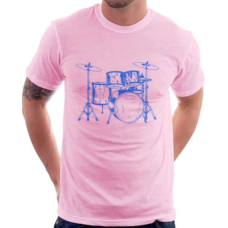 Camiseta Bateria Música (azul) - Rosa Bebê