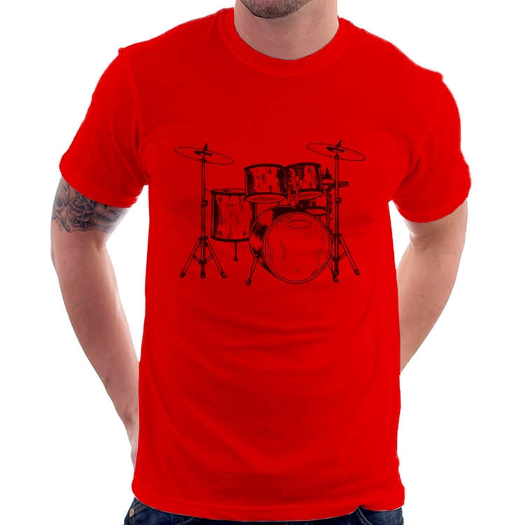 Camiseta Bateria Música (azul) - Vermelha