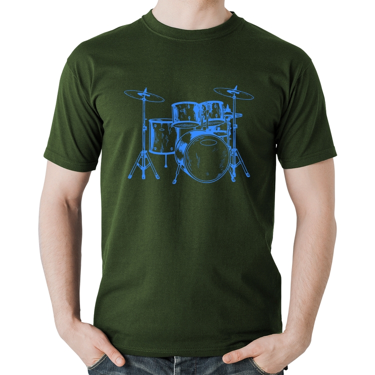 Camiseta Algodão Bateria Música (azul) - Musgo